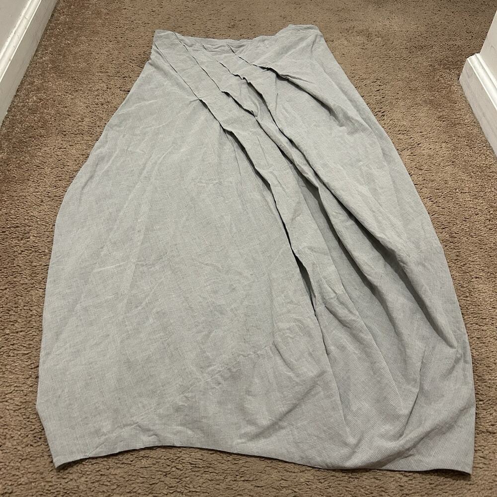 Lilith Linen Blend Pleated Assymetrical Midi Skirt Gray Size XS